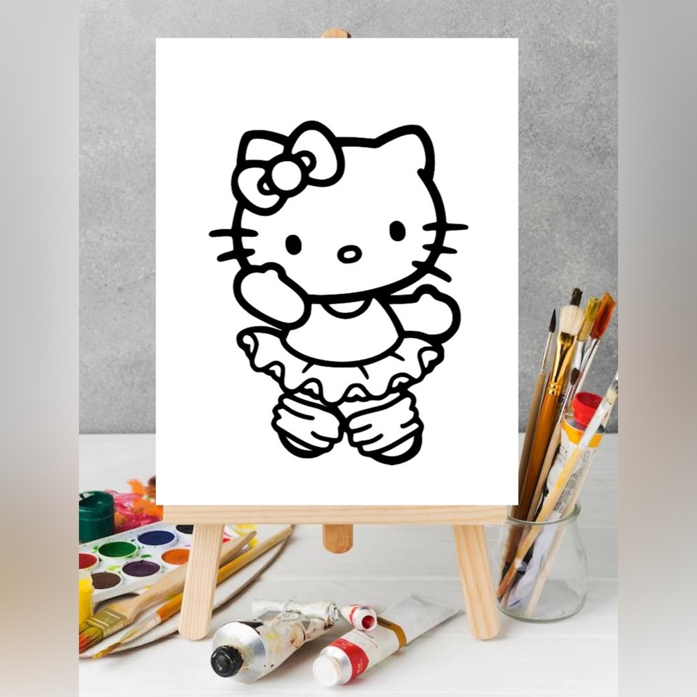 Paint Your Own Hello Kitty Ballerina Canvas, Sip and Paint Canvas